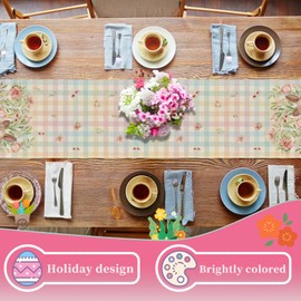 Oeyliz Easter Table Runner Bunny Rabbit Easter Kitchen Dining Table Decoration Table Runners 13x72 Inches Spring Table Runners Long Easter Tablecloth for Home Party Decor Multicolors‌