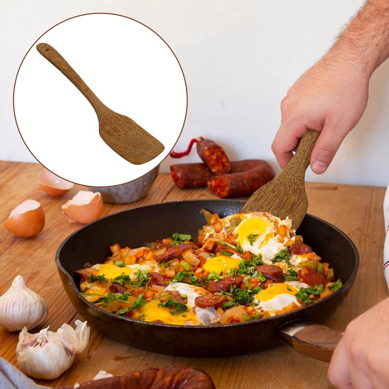 2 Pieces Cooking Spatula, 1 Piece Wooden Wooden Spoon, Chef