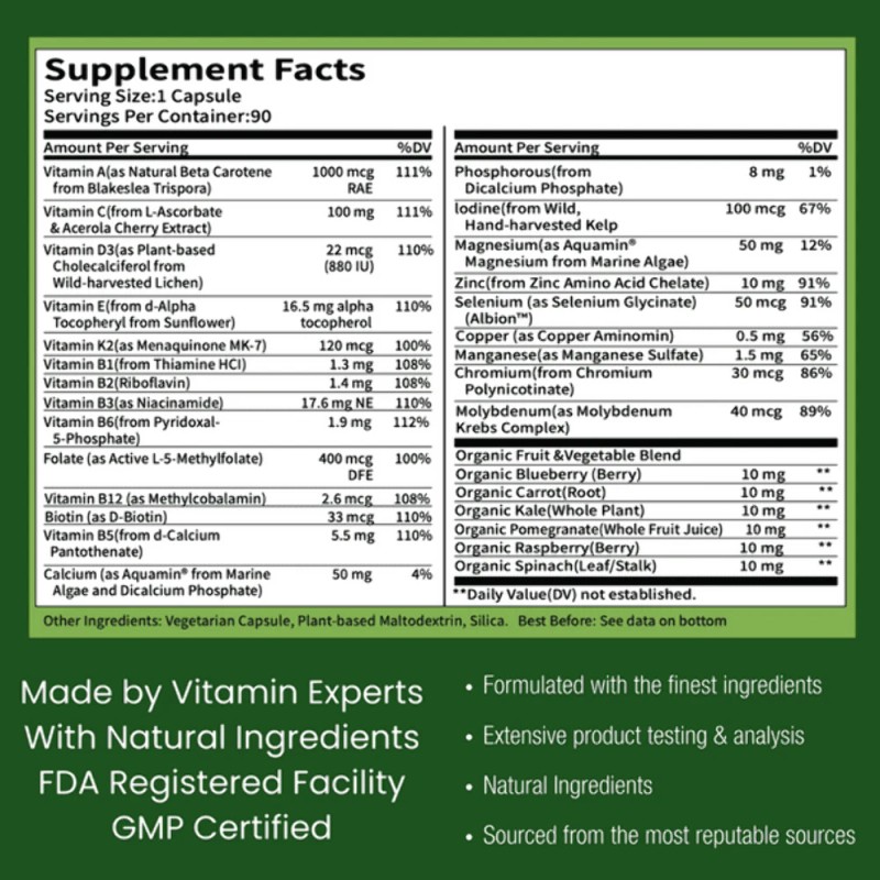 Multivitamínico diario Grow Vitamin One para hombres