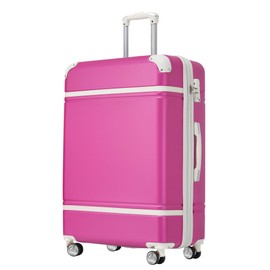 Merax 24 Inch Hardside Luggage Carry-On Suitcase with Spinner Wheels Travel Trolley Case, Baby Pink