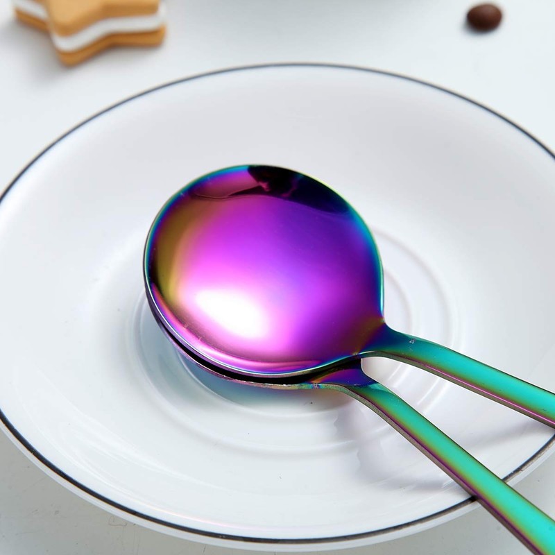Rainbow Soup Spoon of 12, Berglander 7.5" Stainless Steel Titanium