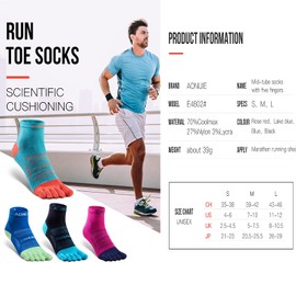 AONIJIE - Paquete de 3 calcetines deportivos deportivos de cinco dedos para hombres y mujeres, correr, senderismo, transpirable, corte bajo, talla S, M, L, Paquete de 3 tallas medianas de corte m, M