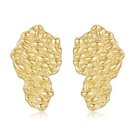 Medsor Gold Nugget Earrings Copper 14K Gold Plated Nugget Earring for Men