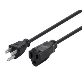 Monoprice 105296 1ft 16AWG Power Extension Cord Cable, 13A (NEMA 5-15P to NEMA 5-15R),Black - 13A