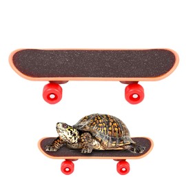 Mini Tortoise Skateboard for Small Pets - Fun Turtle Skateboard Toy for Reptiles, Bearded Dragons, Parrots, and Other Tiny Animals - Cute & Safe Mini Skateboard for Turtles, Lizards(Small) (Black)