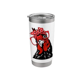 cute Women Girl Chicken With Bandana Headband and Glasses Stainless Steel Insulated Tumbler