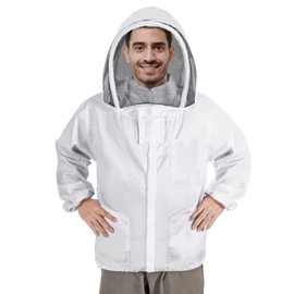 ISIVBPEP Beekeeping Jacket for Men Women,Polycotton Bee Jacket with Veil Hood,Beekeeper Jacket,Bee Keeper Suite Suitable for Professional Beekeepers and Beginners（XL）