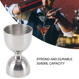 Leopacat Stainless Steel Cocktail Jigger, Double Measure with 30/60ml Capacity, Silver, 1 Piece