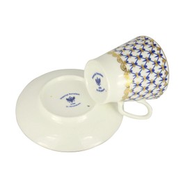 Lomonosov Imperial Porcelain Cup and Saucer Set Collection (Spring Red Cockerels)
