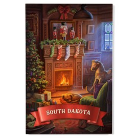 Lantern Press 12x18 Inch Premium Wood Sign, Ready to Hang Wall Decor, South Dakota, Christmas Morning