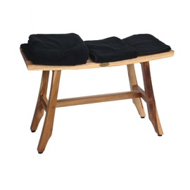 EcoDecors 28 Inch Satori Natural Teak Waterproof Teak Wood Shower Bench Stool Seat Chair For Inside Shower Provides Safety, Storage, and Organization For Bathroom Accessories