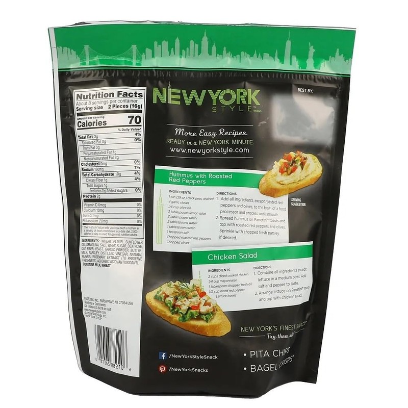 New York Style Garlic Panetini, 4.75 oz, 12 Pack