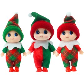 Pack of 3 Mini Dolls Elf Christmas Baby Tiny Christmas Elf for Girls Boys Doll Baby Elf on Shelf Christmas Novelty Toy Dolls Elves Toy for Christmas New Year Gift