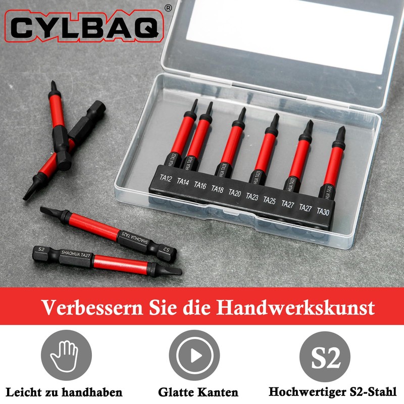 Pack of 10 Triangle Screwdriver Bits 65 mm, CYLBAQ Hex