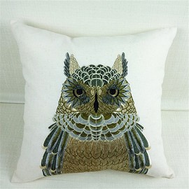 ZUODU Embroidery Pillow Cover Sofa Cushion Cover, Insects Owl Embroidered Cotton Linen Decorative Throw Pillow Cover Cushion Case Pillow Case 45cmx45cm (Insects Owl)