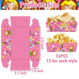 24pcs Princess Peach Party Supplies, princess peach birthday decorations for Girls Party