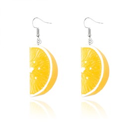 TIANBANGSHI Charm lemon earring for women trend Resin Long cute Tangerine Pendant earrings Fashion Fruit Drop Dangle earrings Jewelry Gifts (Yellow)