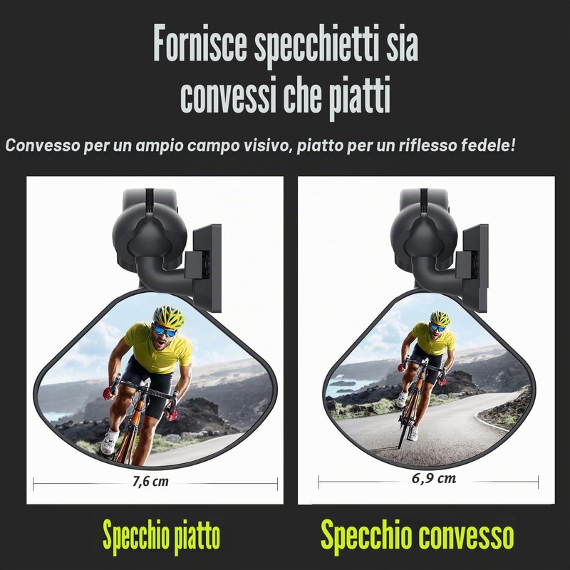 PidZoom Specchietto retrovisore sicuro per casco da bicicletta, regolabile a