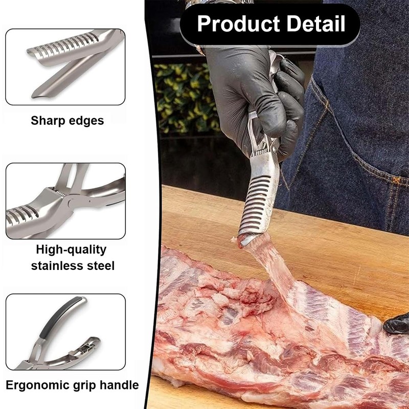 Rib Prep Stainless Steel Rib Membrane Remover, BBQ Tool with