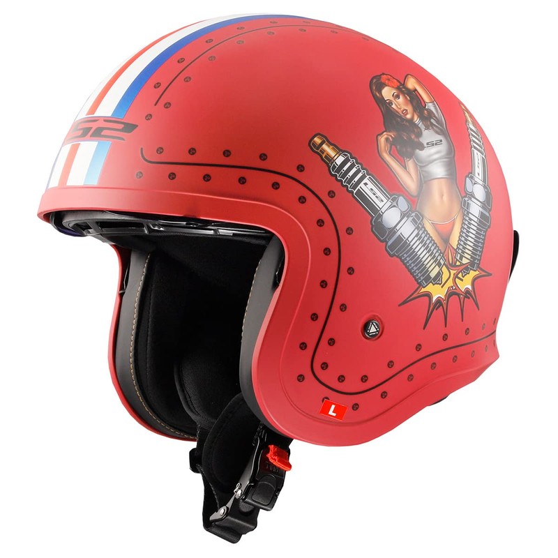 LS2 Helmets Open Face Spitfire Spark Helmet (Primer Red -