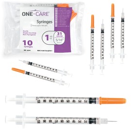 ONE-CARE Syringes 1 ml/cc, 31G x 5/16’’ (8mm), Orange Cap, 10 pcs/bag