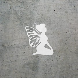 Decal Stickers of Sitting Fairy Silhouette (White) (Set of 2) Luxury Weatherproof Vinyl Decal Stickers for Laptop Desktop Smartphone Car Dirt Bike Wall Room Mason Jar - BICVER1710112WHW19Y24