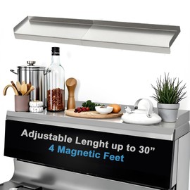 Performore Stainless Steel Oven Storage Shelf 15.5x3.75x2 – 2-Piece Interlocking Design, Space-Saving Kitchen Organizer w/ 4 Magnetic Feet & Protective Film – Versatile Storage for Oven, Pantry & More