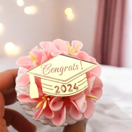 Congrats 2024 Gold Acrylic Cupcake Disc Toppers - Set of 6 by 3 LITTLE DESSERTS