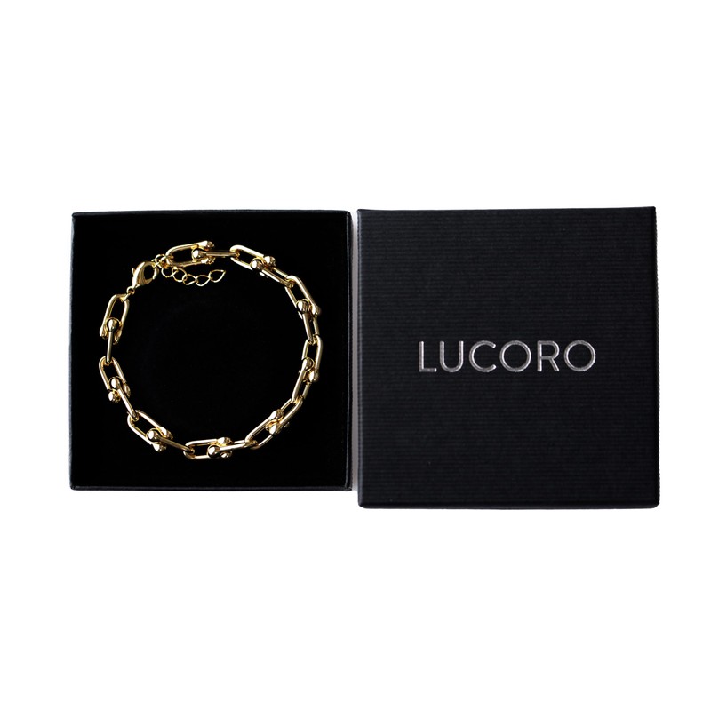 Lucoro 18K Gold Plated Bracelet 18 cm Adjustable Length Elegant