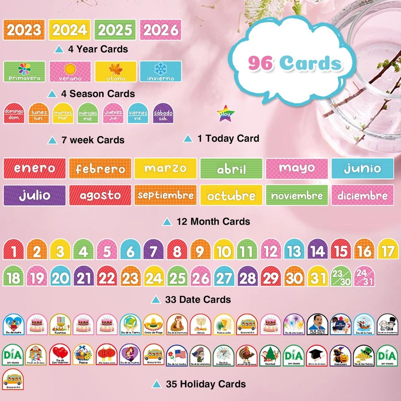 Spanish Calendar Set,Calendario Escolar,Pocket Calendar,EI Calendario Classroom Homeschool,Spanish Classroom Decor,Teacher