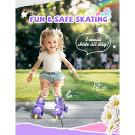Unicorn Toddler Roller Skates, 4 Adjustable Sizes, Fun Light-Up Wheels, Safety Three-Point Type, Breathable Upper, Beginner Roller Skates for Kids, Boys & Girls (Lavender Dream, XS-Small(8C-10.5C US))