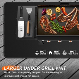 79x39 inches Large Under Grill Mats for Blackstone, Double-Sided Fireproof Outdoor Grill Protective Mat, Oilproof Waterproof BBQ Fire Pit Fireplace Mat