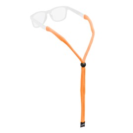 Chums Original Large Frame Cotton Retainer - Unisex Eyewear Keeper for Sunglasses & Glasses - Adjustable Fit, Washable & Made in USA (Large-End, Ev Orange)