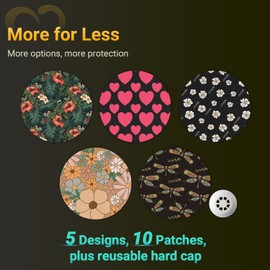 Libre 3 Sensor Covers Waterproof, Amolyfe 10 Pack Freestyle Libre 3 Covers, Bump-Proof with Hard Cap, Waterproof Breathable Medical CGM Adhesive Patches, 14-Day CGM Protection (Heart)