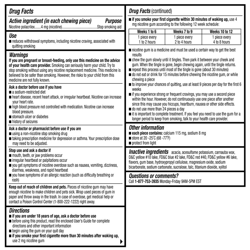 Wellness Basics - 4mg Nicotine Gum (Fruit Flavor - 160