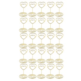 25Pcs Table Number Stands Heart Shaped Stable Base Sturdy Metal Place Card Holder for Wedding Party Office