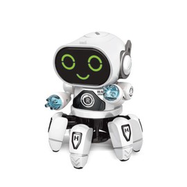 Robot Toy Six Claws Plastic Intelligent Dancing Singing Light Electric Robot Toy for Boys White