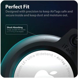 iFace Reflection AirTag Case with Key Ring - Secure Clip-On Scratch Resistant Protective Cover for Air Tag - Gray