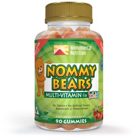 NOMMY BEARS NOMMY BEARS MULTIVITAMIN Gelatin-Free Gummies: for Kids, Children, Teens, Nom Nom Yummy, 3 Delicious Flavors, 11 Essentials, Gluten-Free, Halal Certified, Mommy Approved, Bear Shapes, Vegetarian