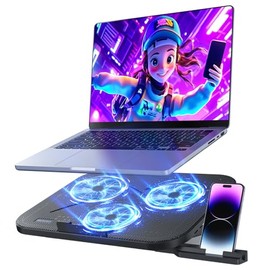 Almohadilla de refrigeración para laptop con 3 ventiladores silenciosos, soporte ergonómico ajustable de altura de 5 niveles, 2 puertos USB y soporte 
