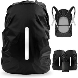 LAMA - Paquete de 2 fundas impermeables para mochila, protector reflectante a prueba de lluvia para antipolvo y antirrobo, tamaño M (para mochila de 30 a 40 l), 2 unidades, color negro