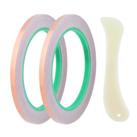 Pilarmuture 2Pcs 6mm Copper Foil Tape,Solder Guitar Copper Foil Strip with Stained Glass Plastic Burnisher,Copper Tape for Conductive Adhesive Guitar Repair,Electrical Repair,Paper Circuit ﻿