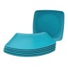 Anforama Juego Plato Trinche Cuadrado Azul Melamina 23.5 Cm 6