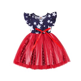 Doahapyker Toddler Girls Dress Kids Ruffle Sleeve Casual Tutu Skirts Little Girl Formal Dresses Summer Beach Sundress (7-8 Years, Independent-B)
