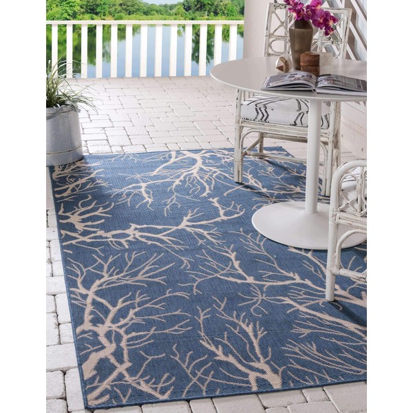 Unique Loom Outdoor Botanical Collection Abstract Pictorial Transitional Indoor and