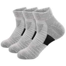 Dress Cici Men's Low Cut Socks with Cushion for Athletic Sports, Polyester Training Ankle Socks (3 Pairs: Grey), Asia Size One Size