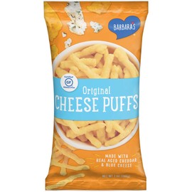 Barbara's Bakery Barbara's Original Cheese Puffs, Cheddar Puff Kids Snack Made With Real Aged Cheddar and Blue Cheese, Gluten Free Snack, 7 OZ Bag (Pack of 12)