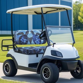 Rarucativ Turtle Flower Golf Cart Seat Covers 2 Piece Travel Sports Golf Cart Accessories Soft and Comfortable Keep Cool in Summer for EZGO TXT RXV Club Car DS