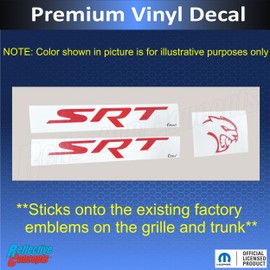 Reflective Concepts - SRT Badge Overlay Decals - Grille and Trunk - 2017 Charger SRT Hellcat - (Color: Reflective Light Silver)