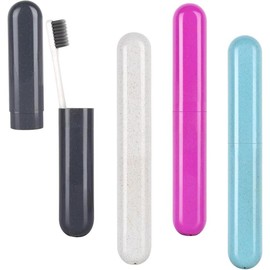 4 Pack Toothbrush Cases Travel Toothbrush Holder Portable Toothbrush Container Case Plastic Toothbrush Carrier Cover Case Toothbrush Protector for Traveling, Bathroom, School, Home, Camping - Color: Yellow, Orange, Red, Green